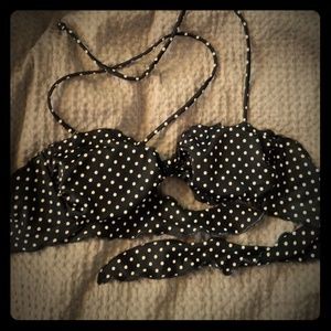 Black and white VS polka dot bandeau bikini top